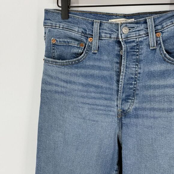Levi’s Ribcage Straight Ankle Blue Jeans Button Fly Women’s Size 28x27 - Picture 2 of 7